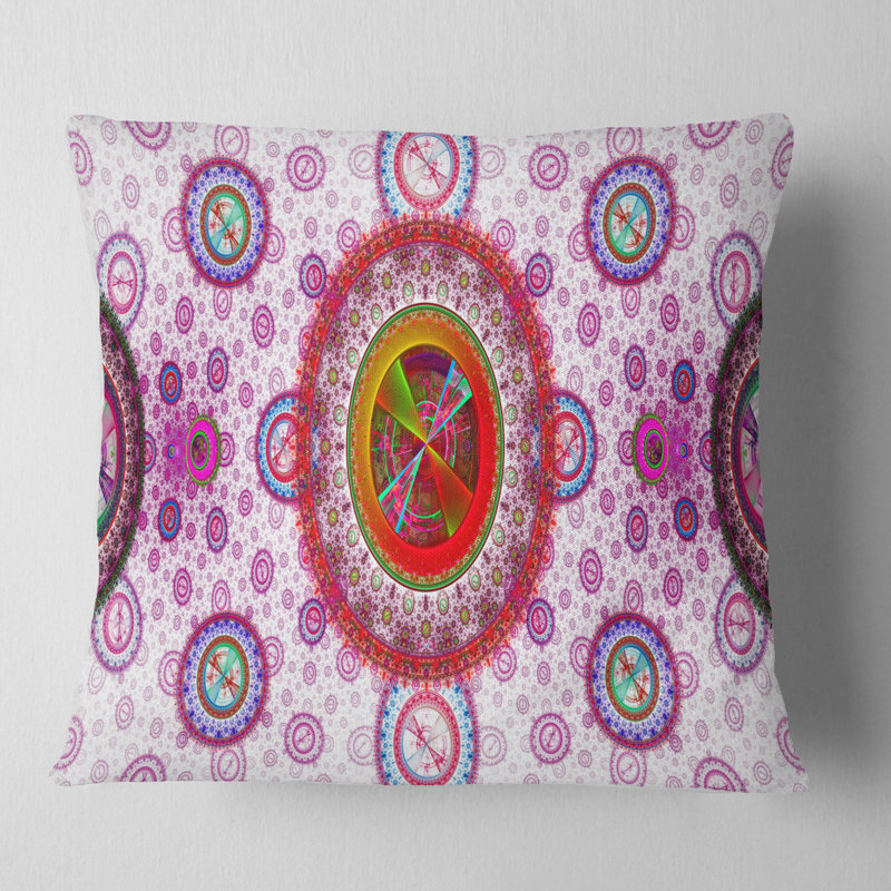 Art psychédélique relaxant - coussin abstrait imprimé, 18 po x 18 po, Rose, Coussin décoratif