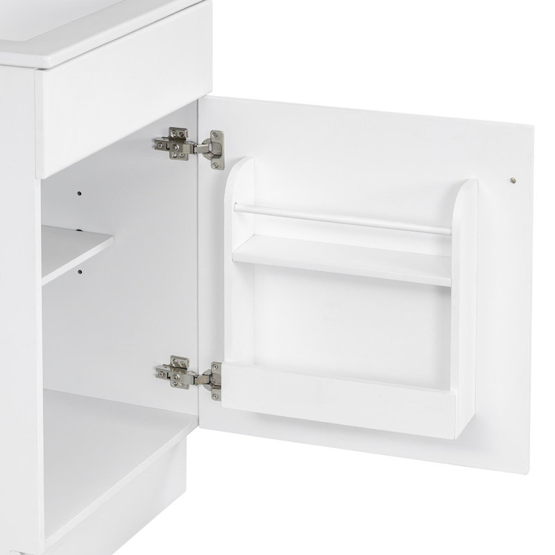 Meuble-lavabo de 20 po avec lavabo, meuble-lavabo avec tablette de porte et tablette réglable, blanc, Blanc