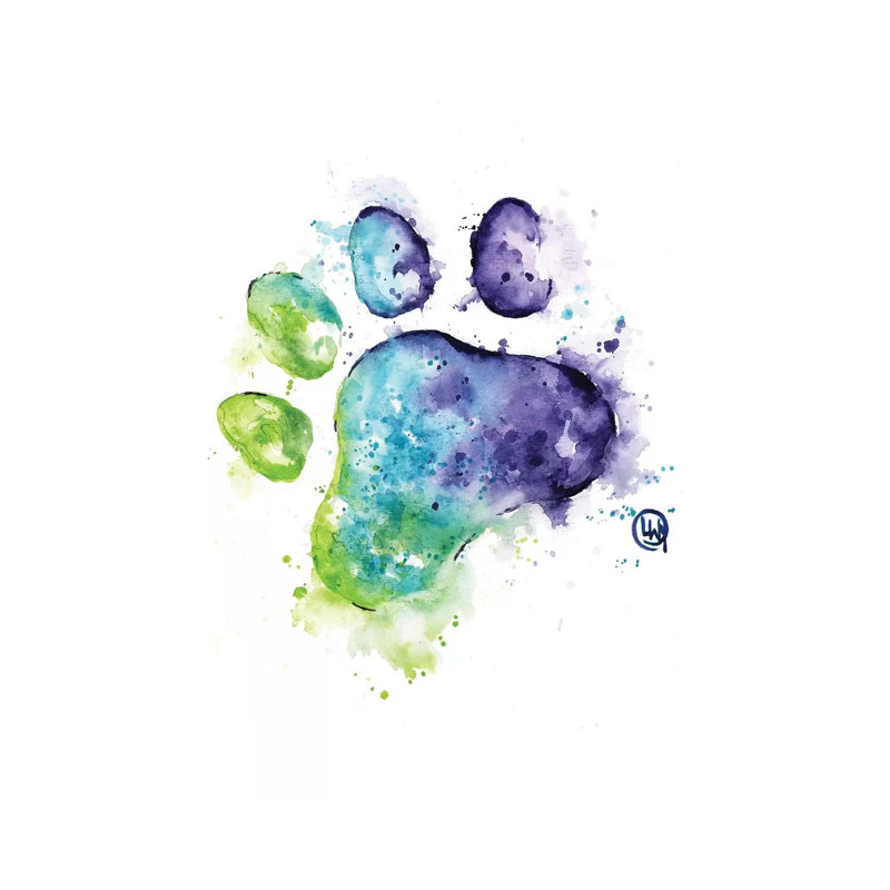 Purple Paw by Lisa Whitehouse - Wrapped Canvas Print, 20.32 cm H x 30.48 cm W