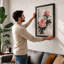 Blooming Peonies Japandi - Framed Print-720655257-720655258