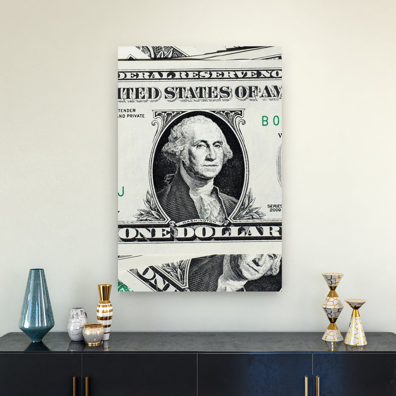 George Washington Dollar Bill Contemporary Portrait Wall Art Print 1 Piece Wrapped Canvas Wall Art, 91.44cm H x 60.96cm W