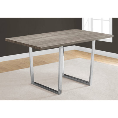 Dining Table, 60" Rectangular, Kitchen, Dining Room, Brown Laminate, Chrome Metal, Contemporary, Modern