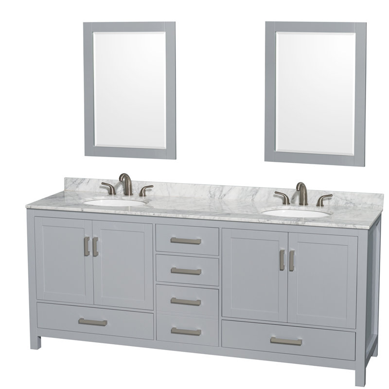 Sheffield 79" Double Bathroom Vanity Base Only, Gray