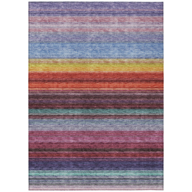 Tapis intérieur lavable rayé bleu lavande 3 pi x 5 pi