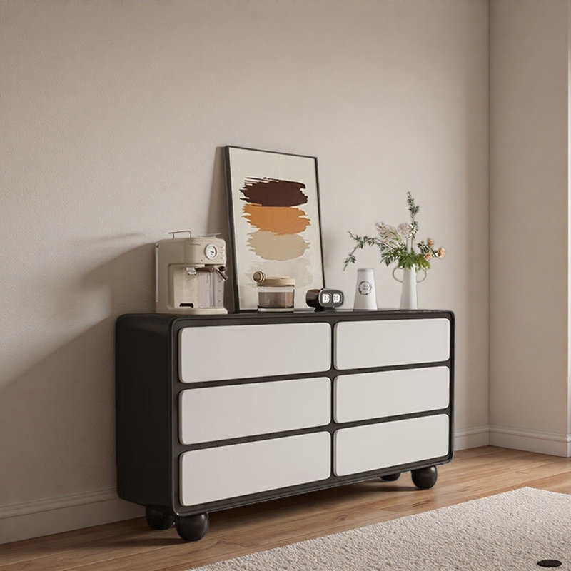Buffet rétro français et à la mode, H 30,71 po x l 47,24 po x P 13,78 po, Noir / blanc cassé