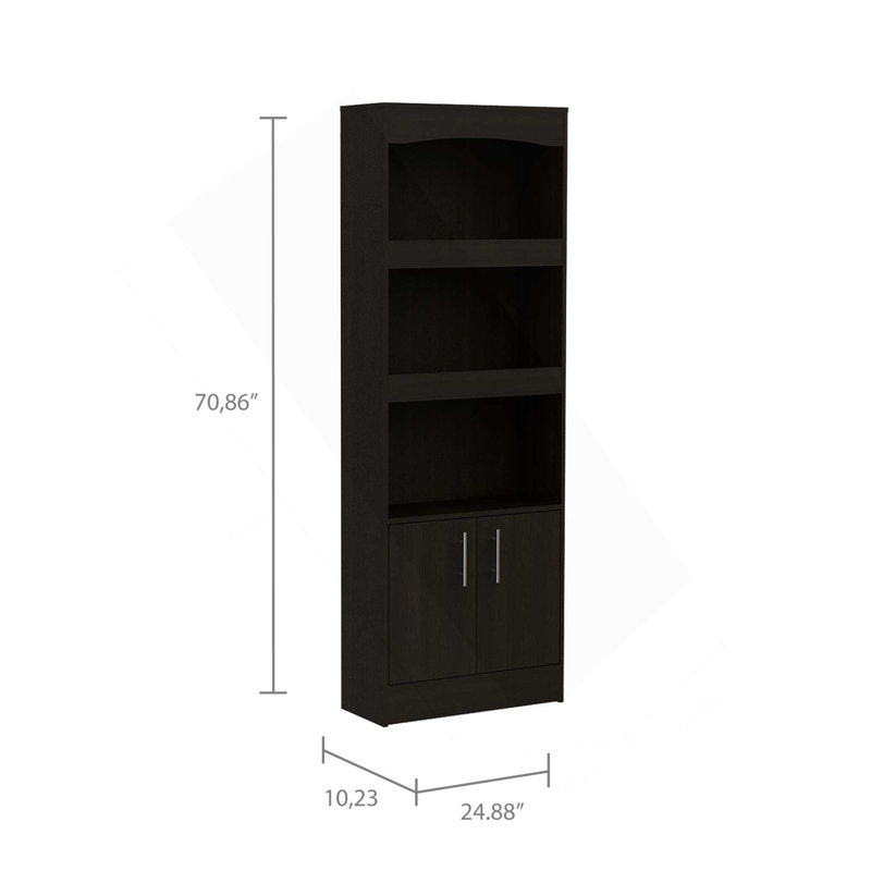 Bibliothèque Shell à 1 tiroir et 3 tablettes Wengé, Wengé, (3 tablettes) H 70,86 po x l 24,88 po x P 10,35 po
