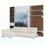 Lit escamotable une place avec armoire de rangement, étagères ouvertes et port USB, panneau imprimé paysage de montagne, lit mural gain de place, blanc, pour chambre à coucher et chambre d'amis-1421214338