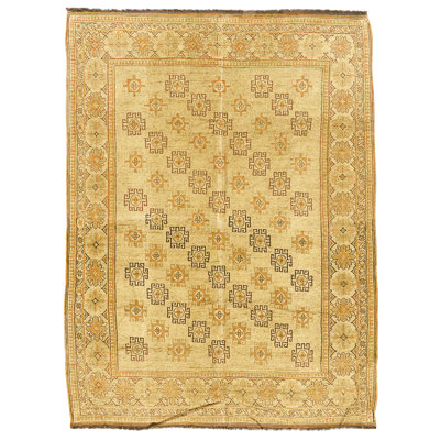 Hand Knotted Wool Area Rug in Beige And Multi