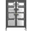 Meuble audio-vidéo de 35,8 po de hauteur avec 4 tablettes réglables en verre, structure en acier, roues et gestion des câbles pour installation de télévision
