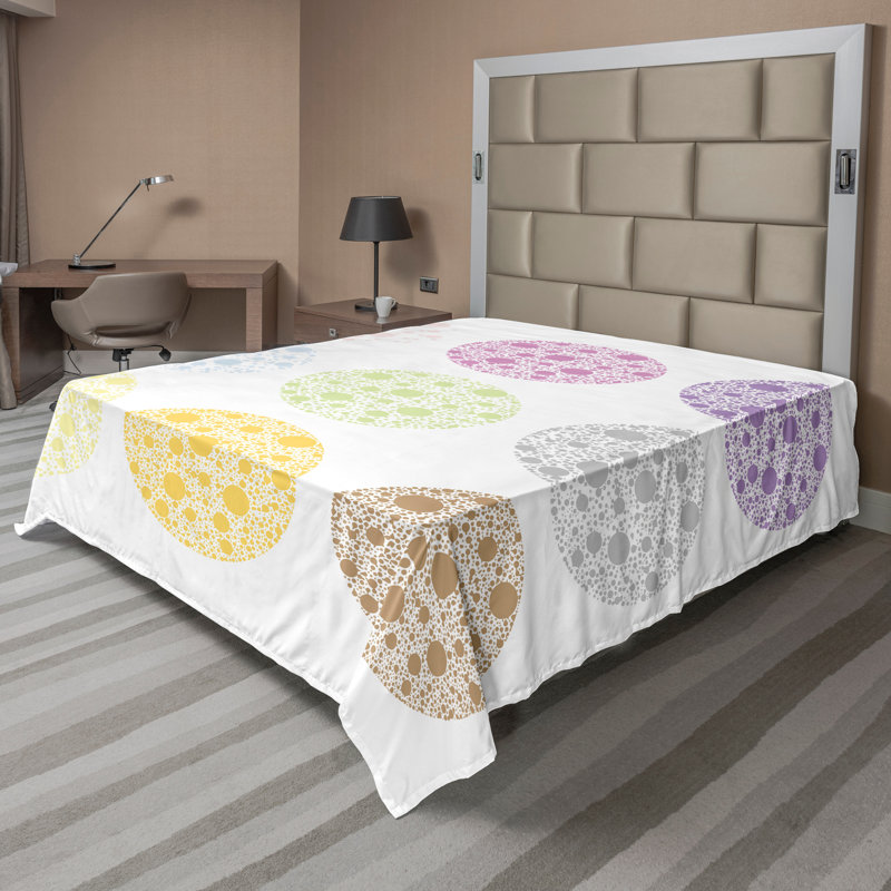 Ambesonne Top Flat Sheet Royal, Full Flat Sheet, Multicolor Polka Dots 11