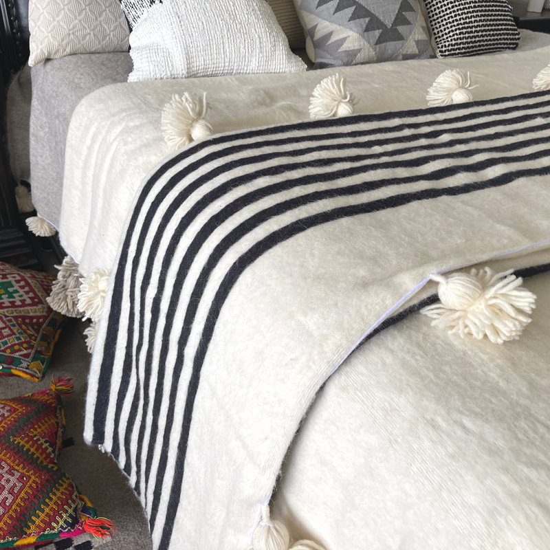 Hand Woven Throw Blanket, Black