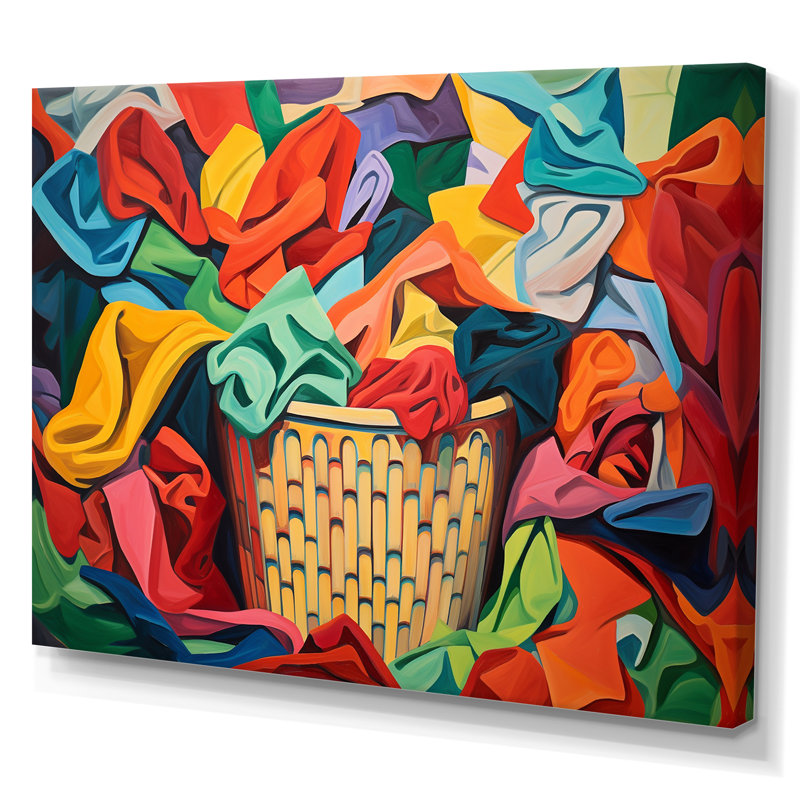 Panier à linge multicolore I - Art mural, H 34 po x l 44 po x P 1,5 po