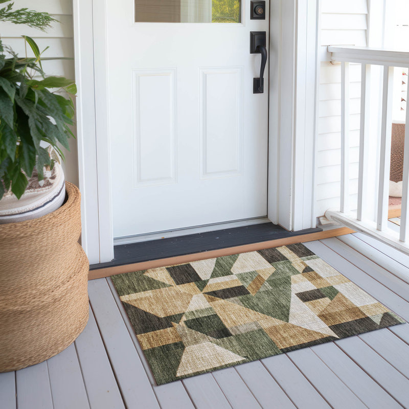 Machine Washable Indoor/Outdoor Earleville ACN2365 Geometric Rug, Rectangle 1'8" x 2'6"