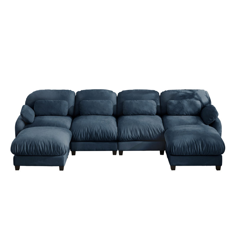 Canapé modulaire modulaire en U, Chenille bleu