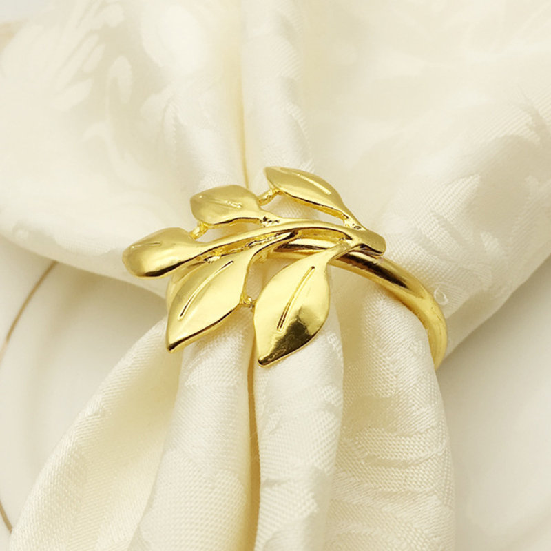 Feuilles porte-serviette anneau anneau en métal décoration de fête d'anniversaire de mariage