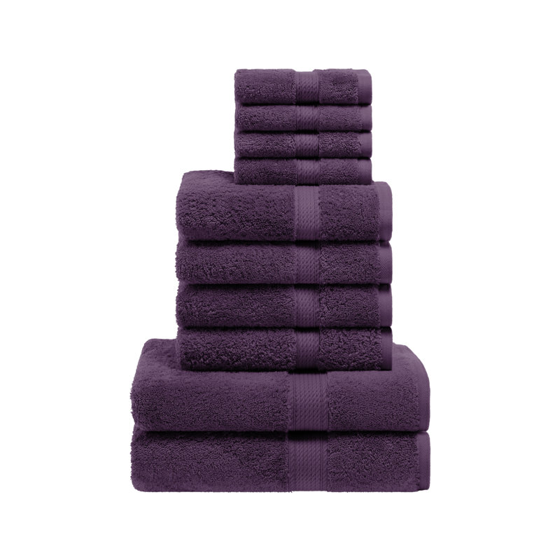 Scotia Egyptian Cotton Bath Towel Set, Plum, 10Pc Towel Set (2Bath, 4Hand, 4Face)