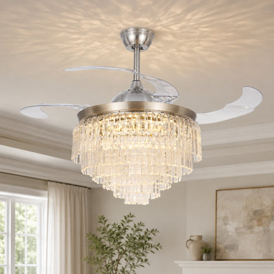 42'' Giuseppino 3 - Blade LED Crystal Ceiling Fan with Remote Control with Light Kit Included