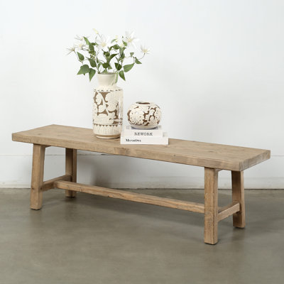60" Long 16" Deep Solid Pinewood Bench Weathered Natural by Loon Peak