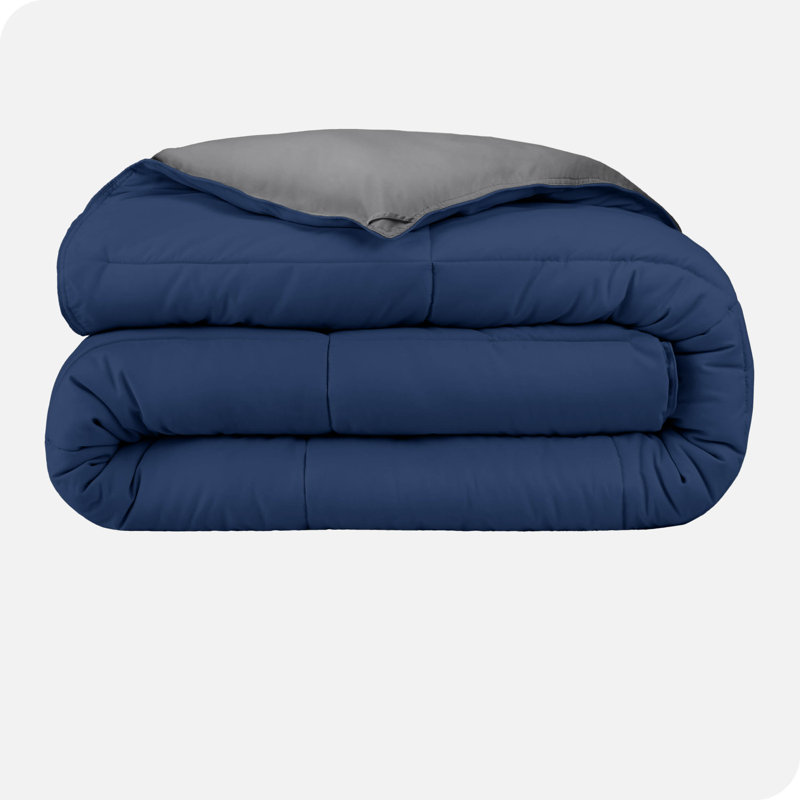 Reversible Dark Blue and Gray Down Alternative Microfiber Comforter