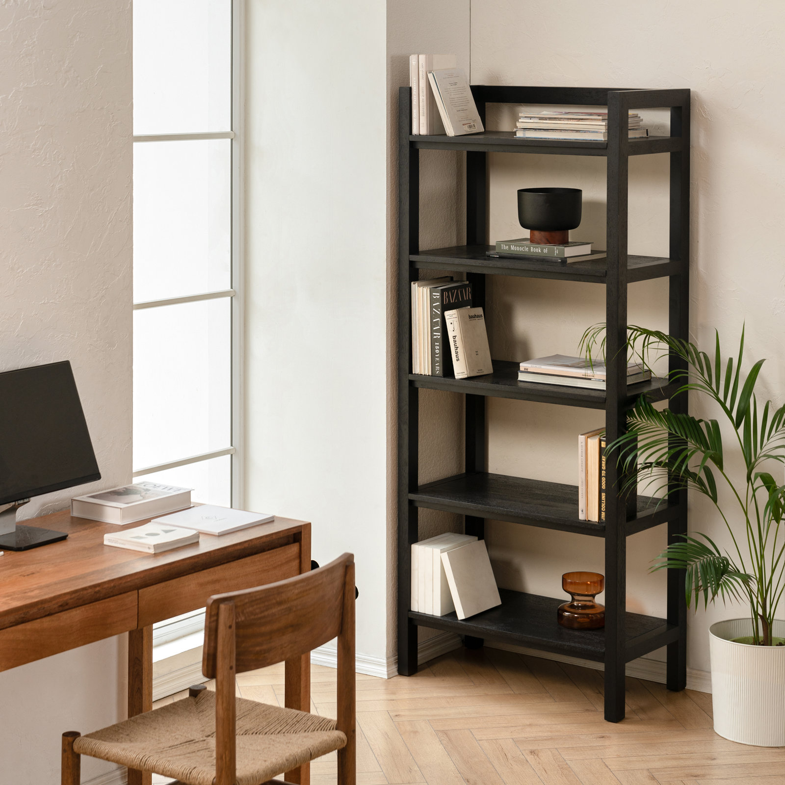 Stills 30" Mango Bookcase, Black, 70" H x 30" W x 16" D