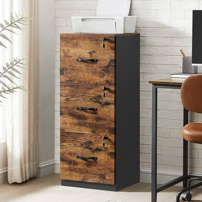 Fyllia 40 cm W 3 -Drawer Mobile Filing Cabinet, Black/Brown