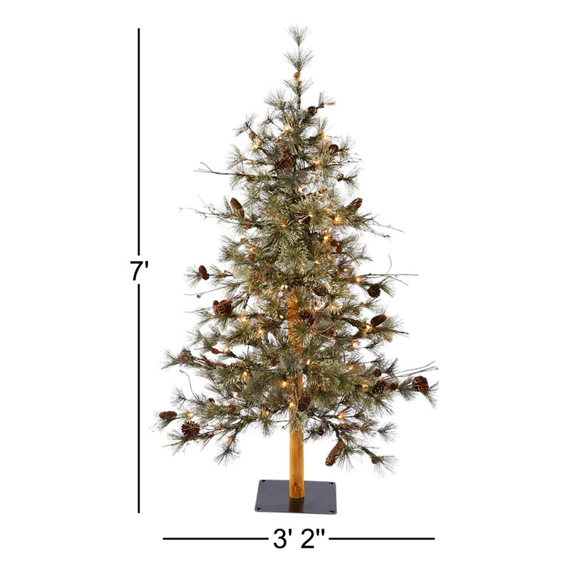 Dakota Lighted Artificial Pine Christmas Tree, 7'