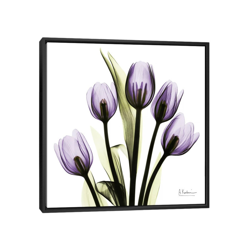 «Tulips Imagine», impression sur toile, H 18 po x l 18 po x P 1,5 po, Toile avec cadre noir, Pas de tapis