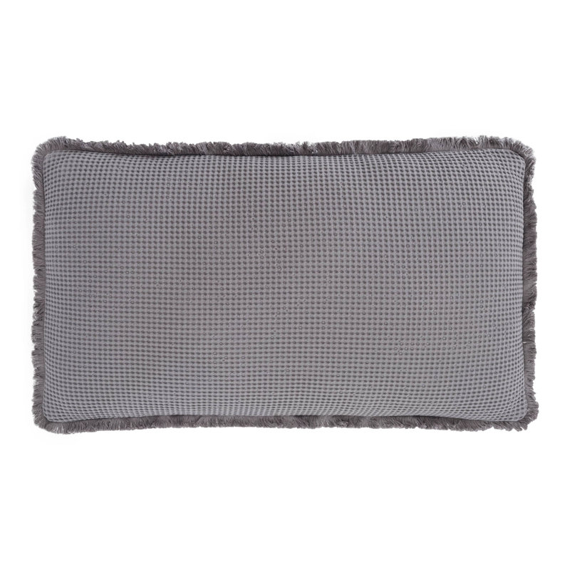 Bubble Cotton Lumbar Rectangular Throw Pillow Cover, Gray