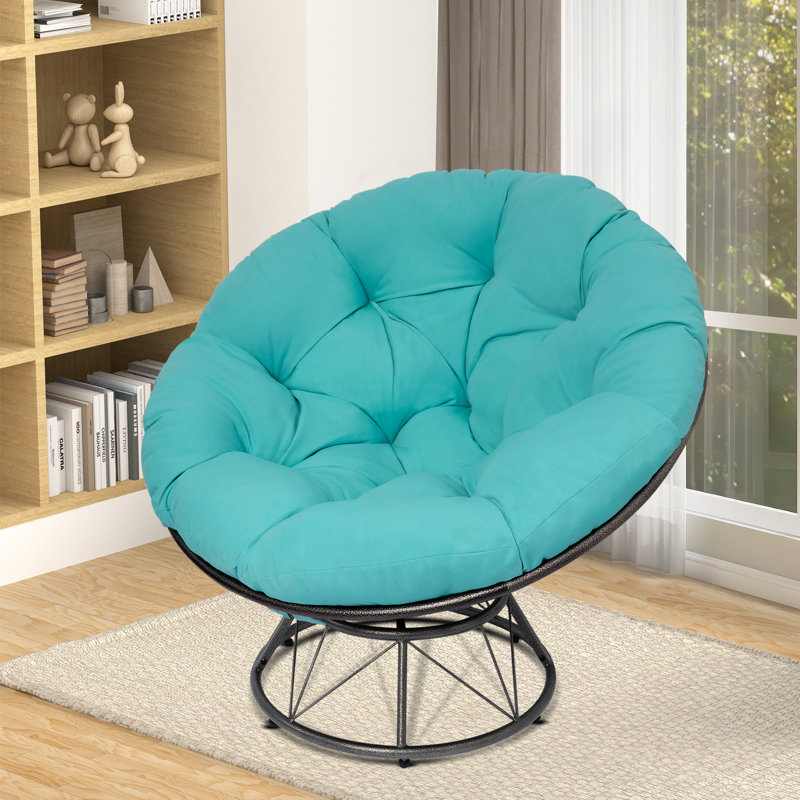 Oversized Swivel Papasan Accent Chair with Cushion, 360° Swivel, Ultra Comfortable Cushion, Relaxing Chair for Living Room, Bedroom, Reading Book