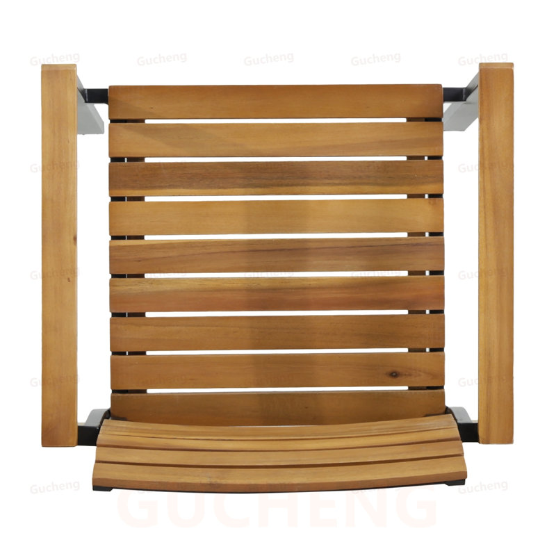 Chaises de salle à manger d'extérieur en bois et en métal avec lambris d'acacia pour un décor de cour moderne, durable et élégant