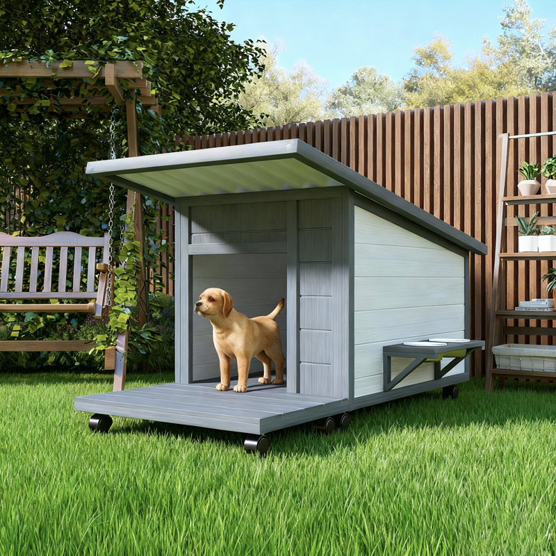 Niche pour chien en bois massif d'extérieur de style moderne