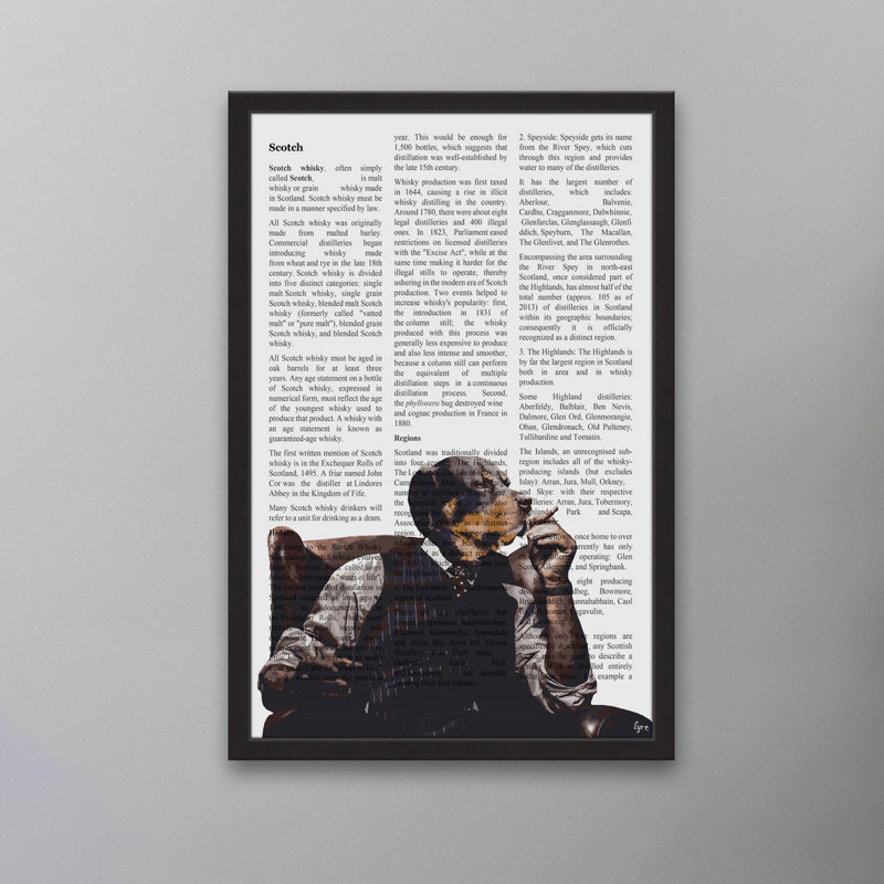 «Staying Home» par Eyre Tarney - Reproduction d'art graphique sur papier encadré, H 18 po x l 12 po x P 1,5 po