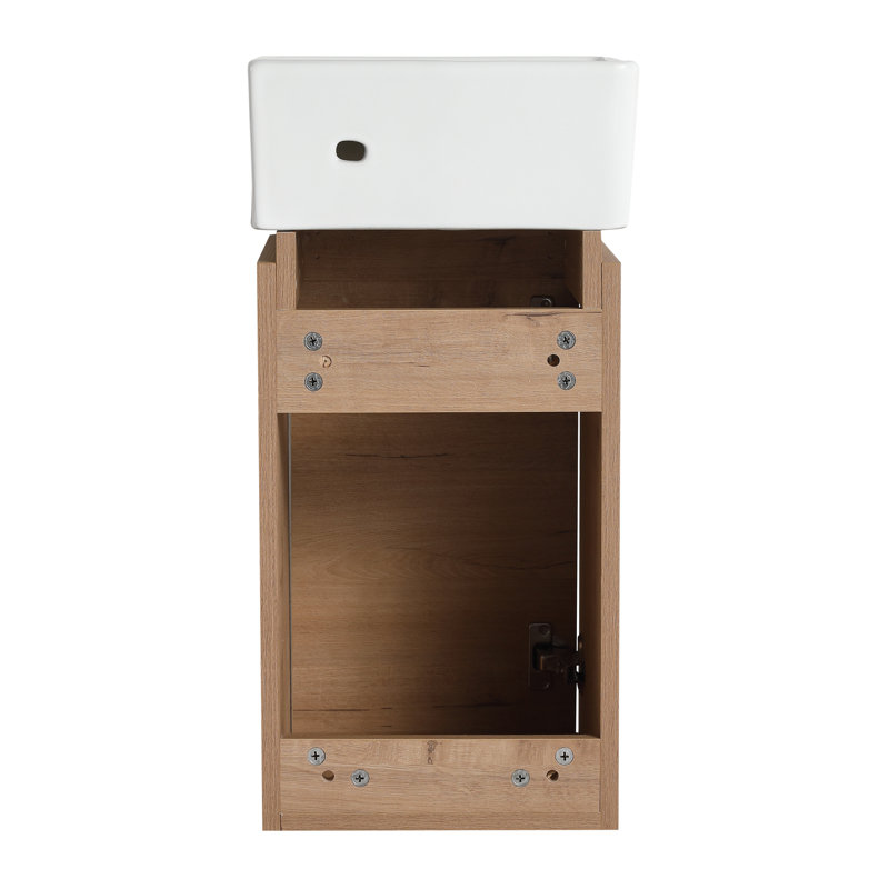 Ensemble de meuble-lavabo simple 12 po Ahders, Imitation chêne