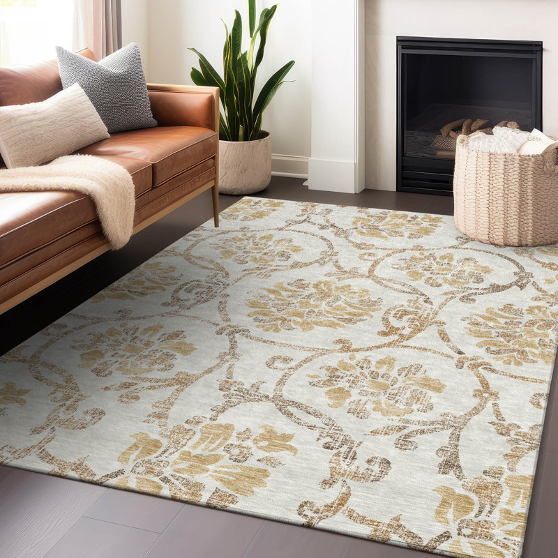 Premium Machine Washable Prisco Ivory Rug, Rectangle 5' x 7'6"