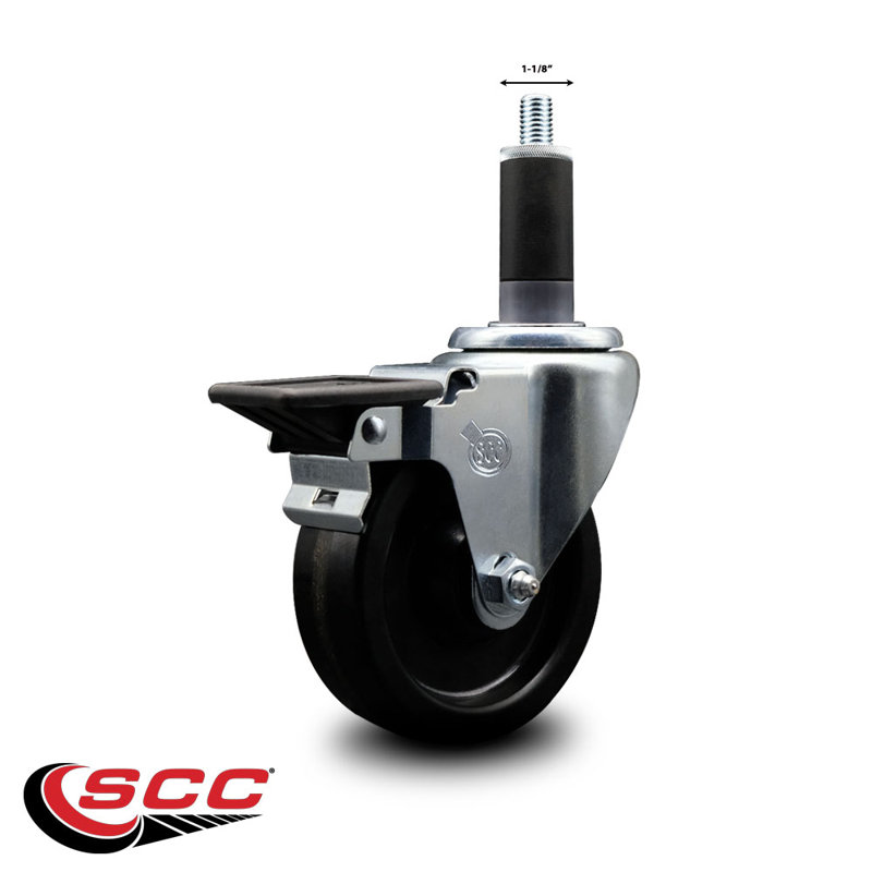 Phenolic Swivel Expanding Stem Caster with Brake SCC PLB 4" x 1-1/8"