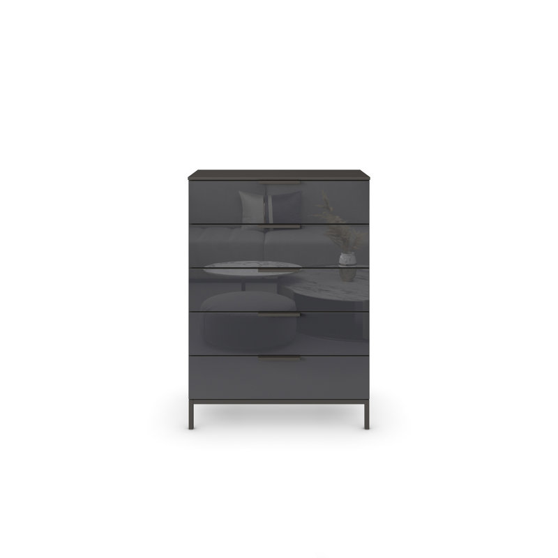 Flipp 5 - Drawer Chest of Drawers, Graphite/Glass Basalt