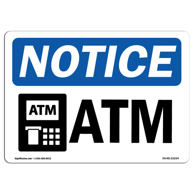 ATM Aluminum Sign 12 x 18