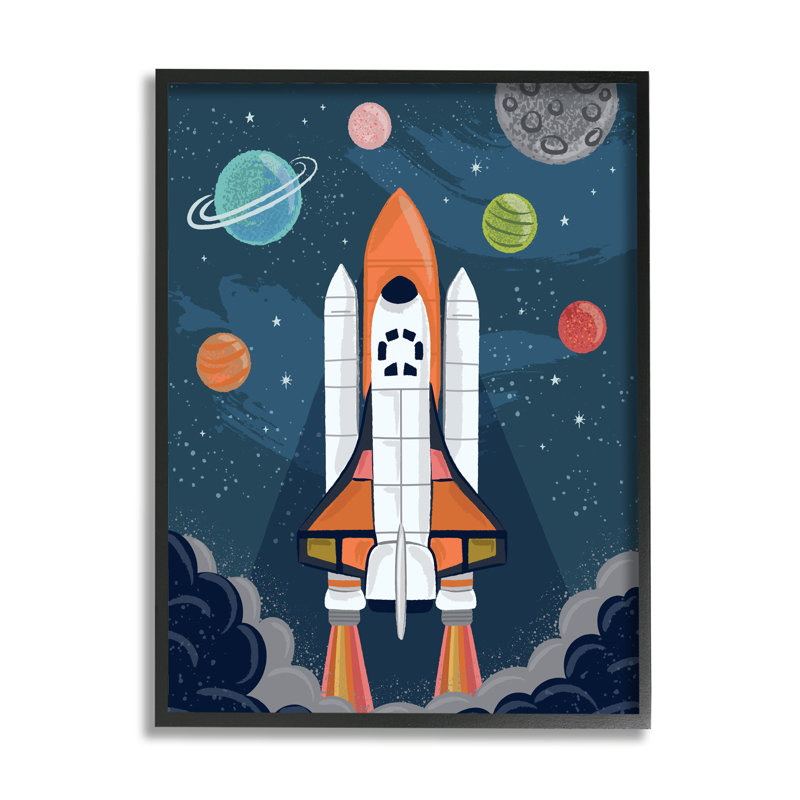 «Rocket Ship Ready for Flight Outer Space Planets XXL», art numérique sur estampe numérique par Lisa Perry White