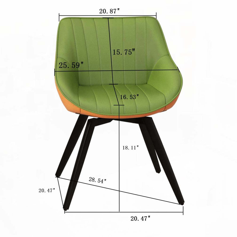 Chaises de salle à manger en similicuir, Vert / Orange