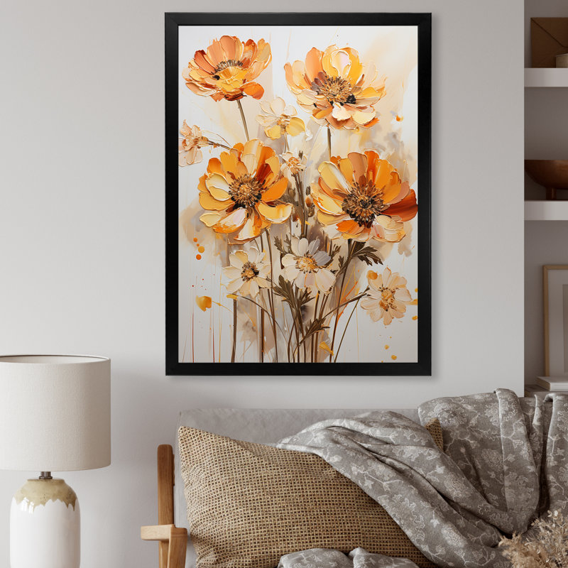 Buttercups sépia - reproduction d'art mural Buttercups, Cadre photo noir, H 20 po x l 12 po x P 1 po