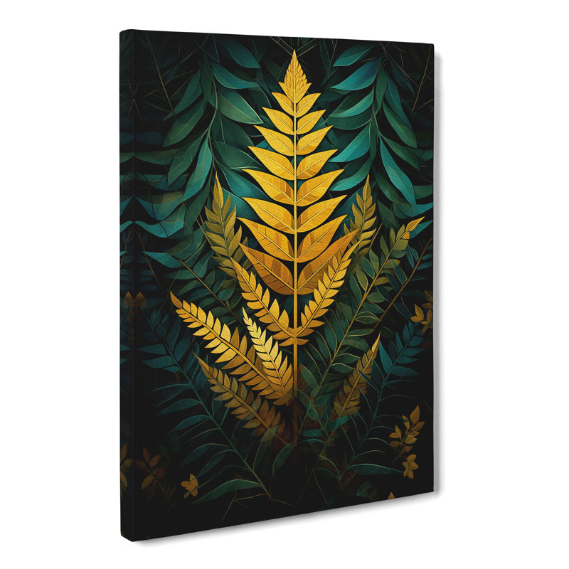 Fern Leaf Geometric No.2 - Wrapped Canvas Print, 76cm H x 50cm W x 3cm D