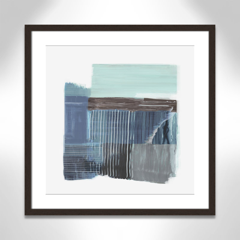 «Brushwork in Calm Tones I Print» par PI Studio, 23.5'' W x 23.5'' H, Matted Print, Open Grain Walnut
