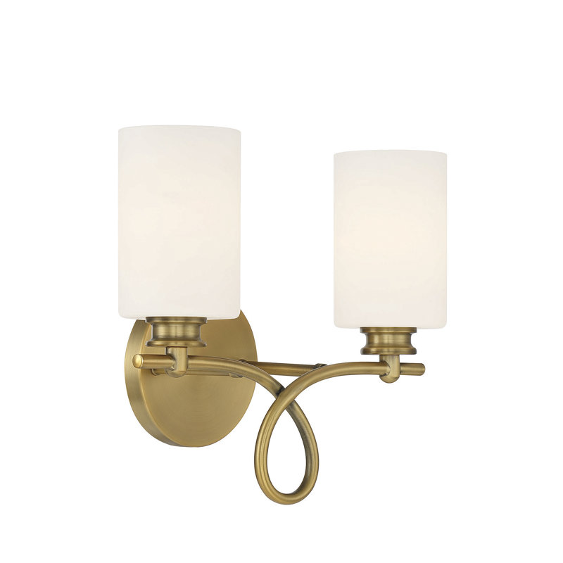 Hauger 2-Light Dimmable Vanity Light in Warm Brass, Warm Brass