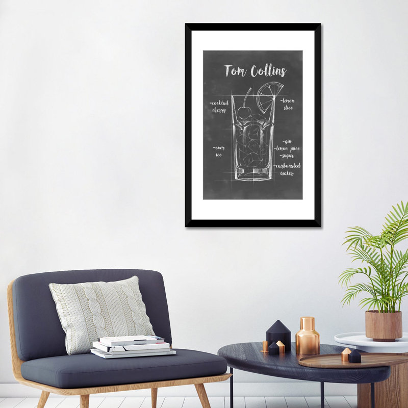 « mixologie ii », art textuel sur toile, H 32 po x l 24 po x P 1 po, Papier d'art encadré noir, Blanc