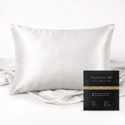 Ella Jayne Signature Silk Pillowcase, White, Standard/Queen