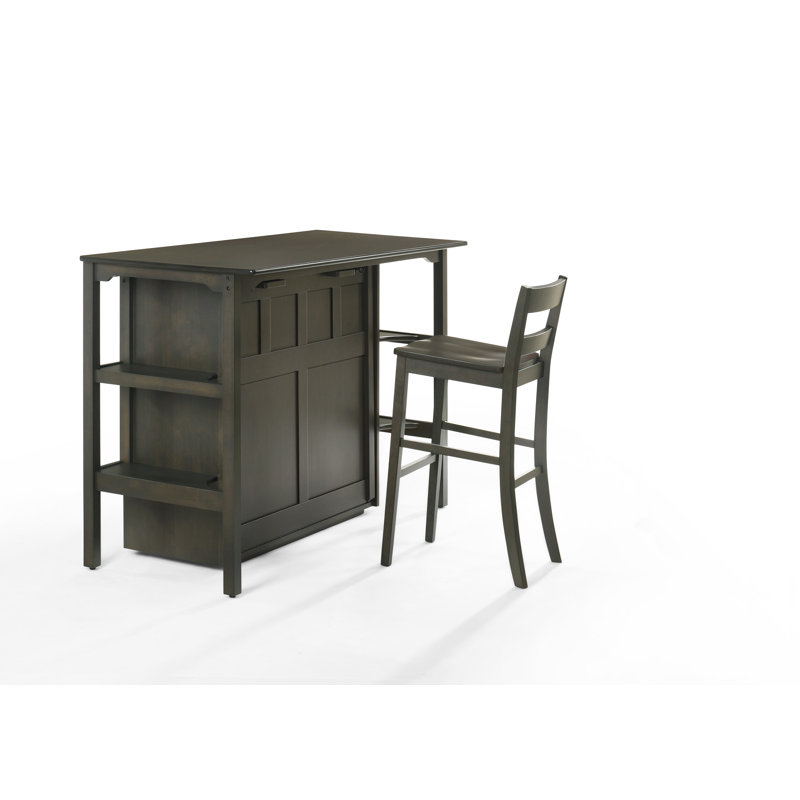 Solid Wood Murphy Storage Bed, Stonewash