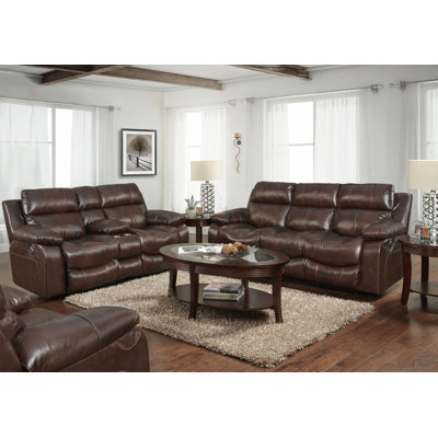 2 Piece Genuine Leather Reclining Living Room Set -  Red Barrel StudioÂ®, EA387B89BC37498285C132C920CD72B9