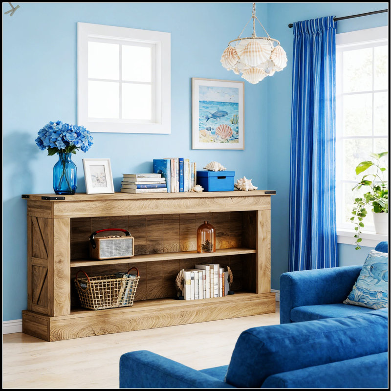 Stylish Farmhouse Console Table With Natural Wood Grain, Perfect For Entryways And Living Rooms