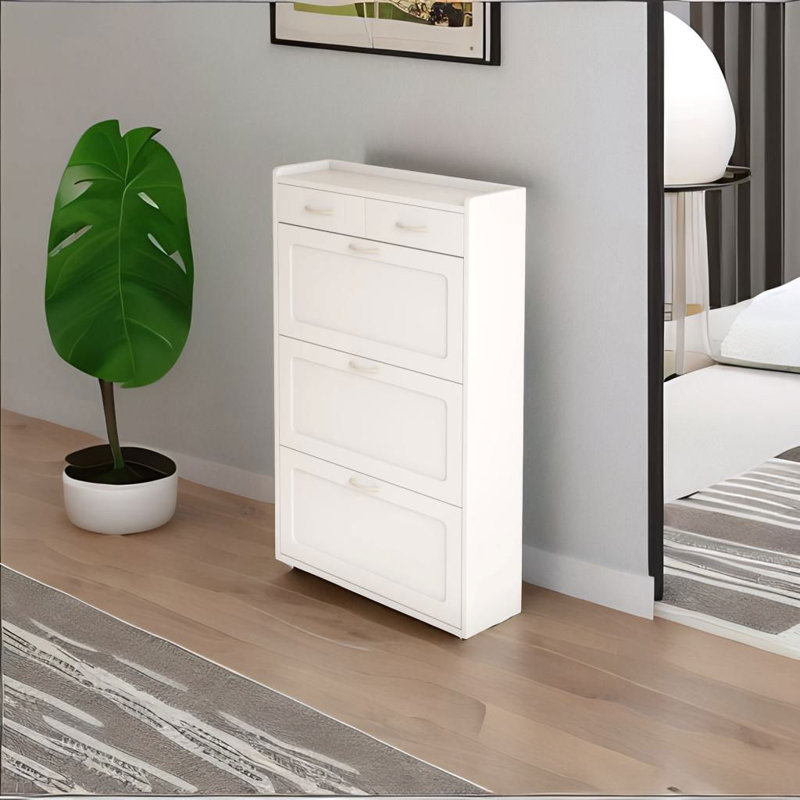 28 Pair Shoe Storage Cabinet, White