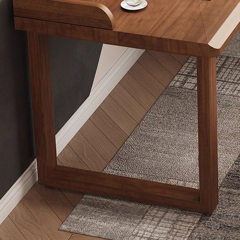 Nut-brown L-Shaped Solid Wood writing desk, 29.53" H x 78.74" W x 55.12" D, Nut Brown, Right Hand Return
